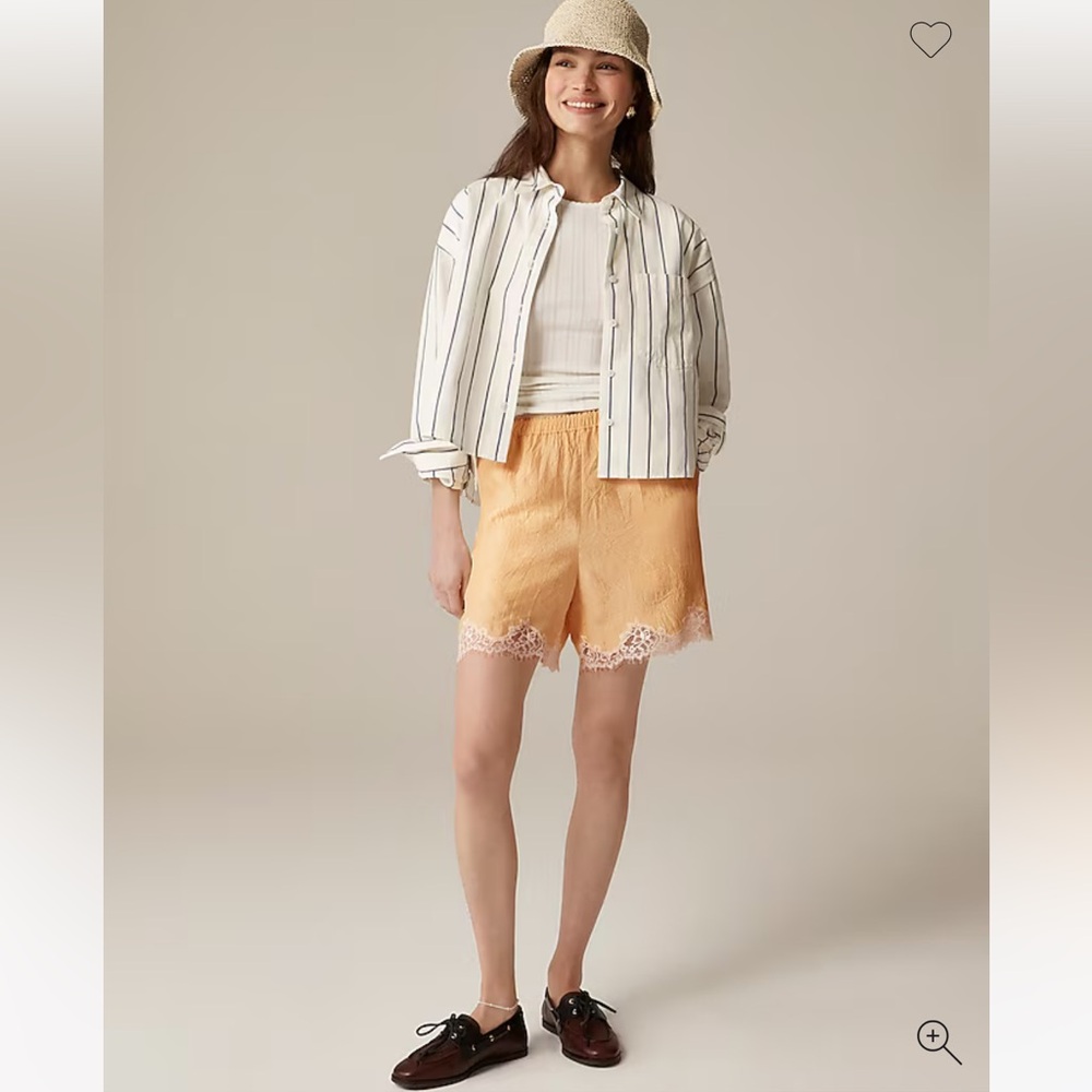 JCrew 5" Stratus lace-trim short  in Banana Cream XS